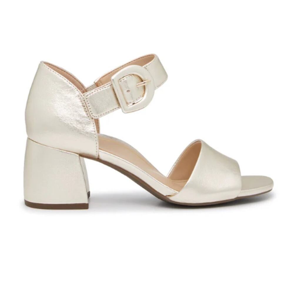 Vionic Women's Gold Leather Chardonnay Ankle Strap Sandals Size 10M